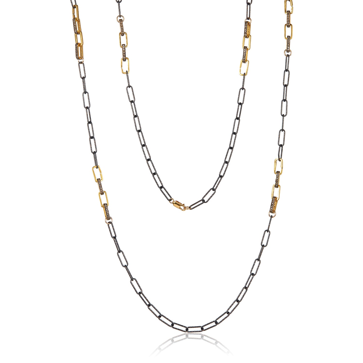 Diamond Paperclip Necklace - Long