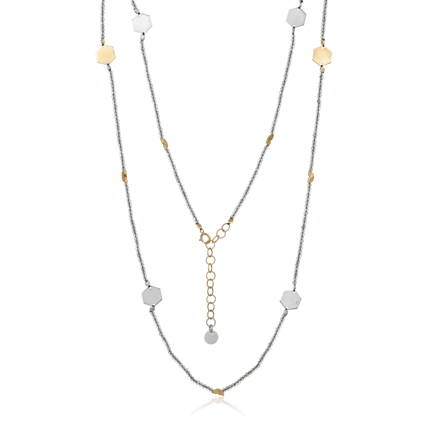 Labradorite Hexagon Long Necklace