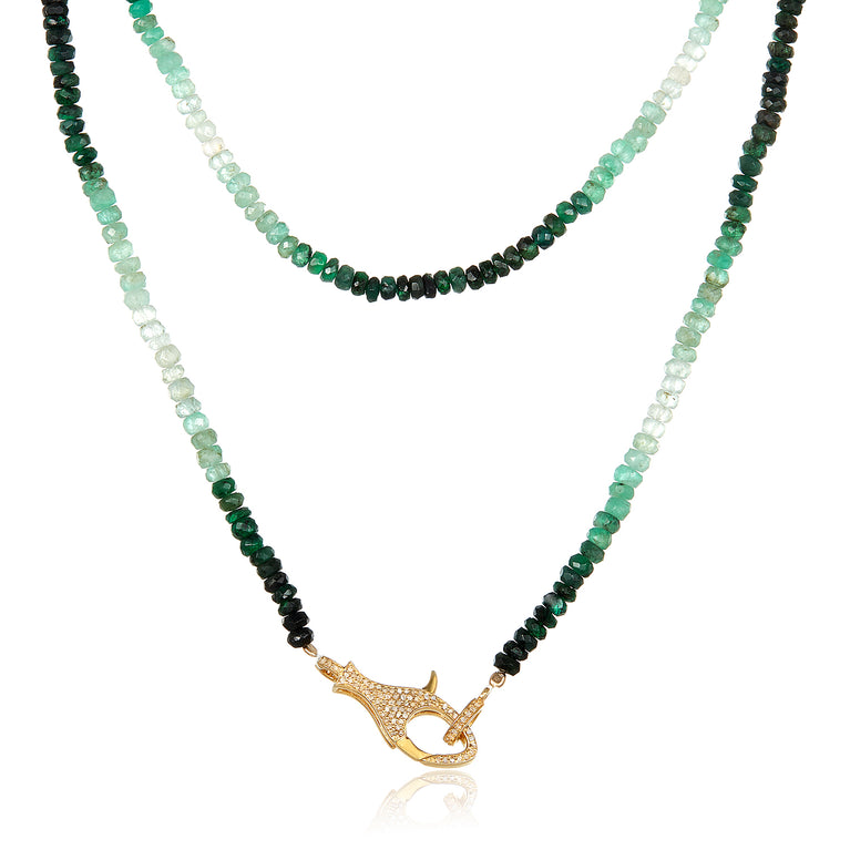 Ombre Emerald Diamond Lock Necklace | Mabel Chong
