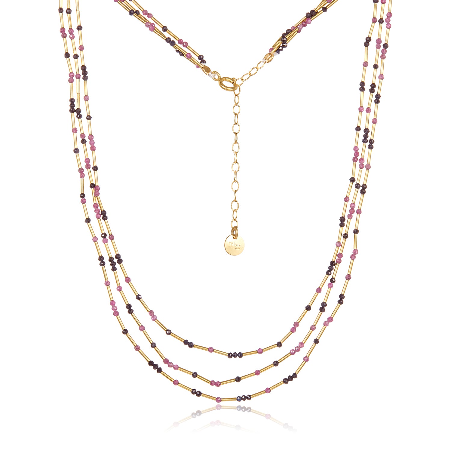 Multi-Strand Sapphire Ruby Tube Necklace