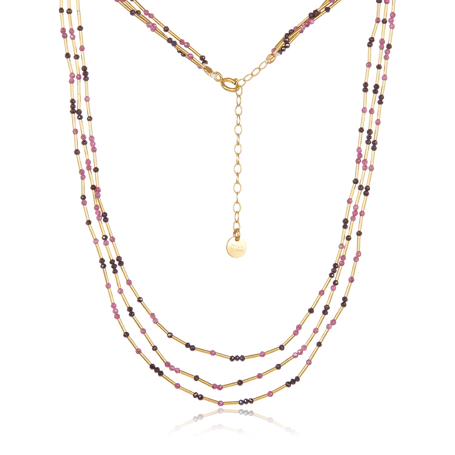Multi-Strand Sapphire Ruby Tube Necklace