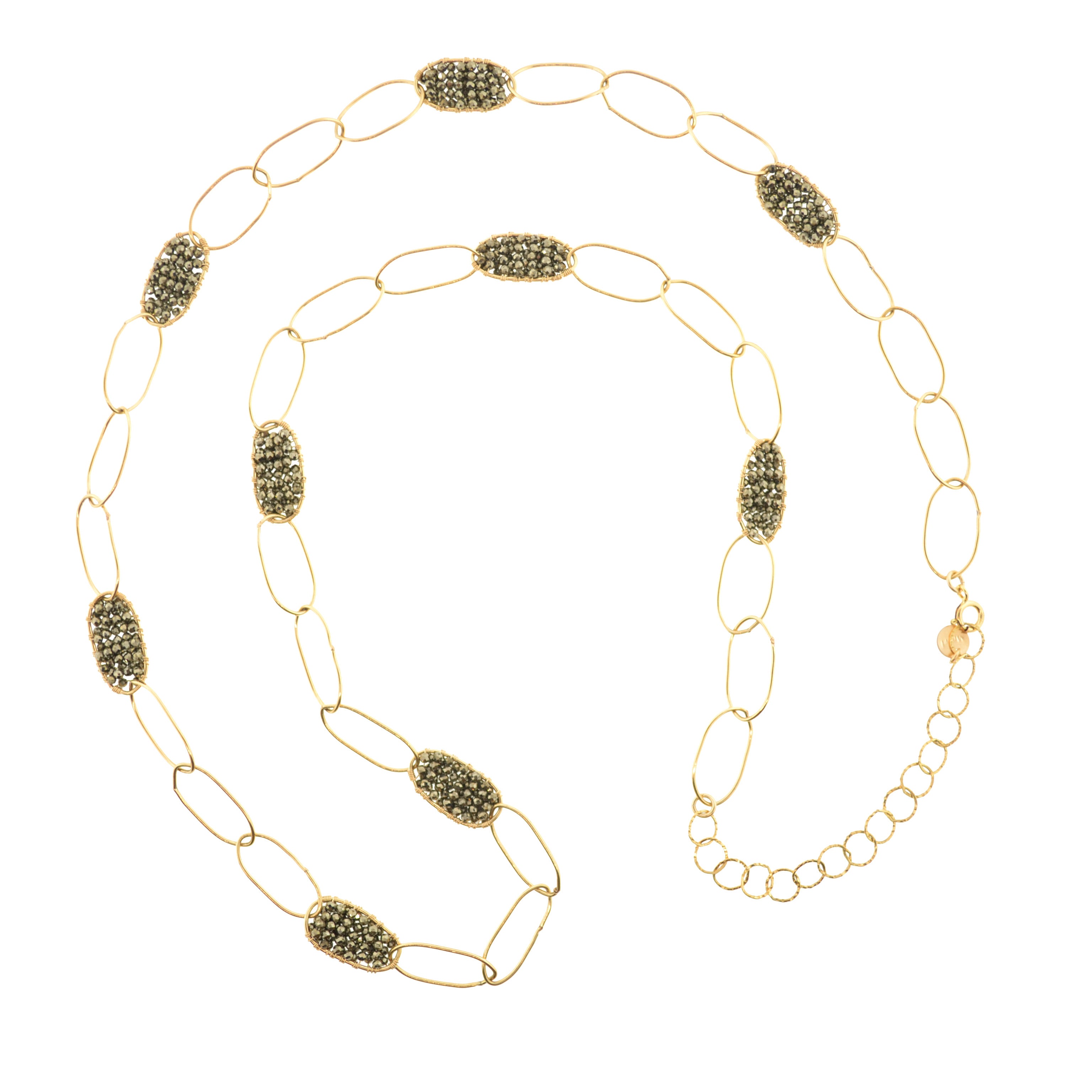 Woven Pyrite Necklace - Long