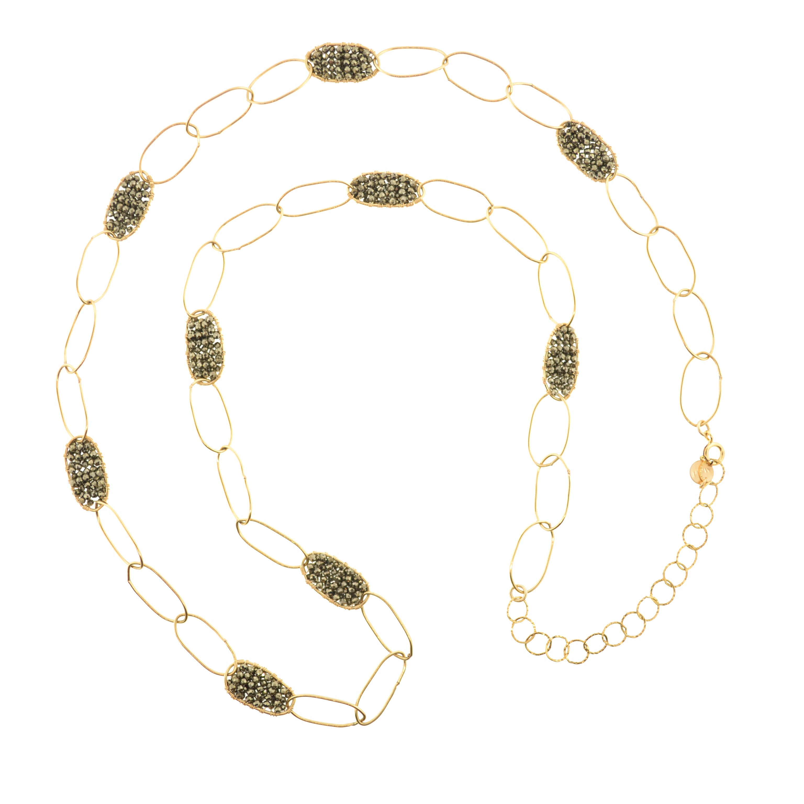Woven Pyrite Necklace - Long