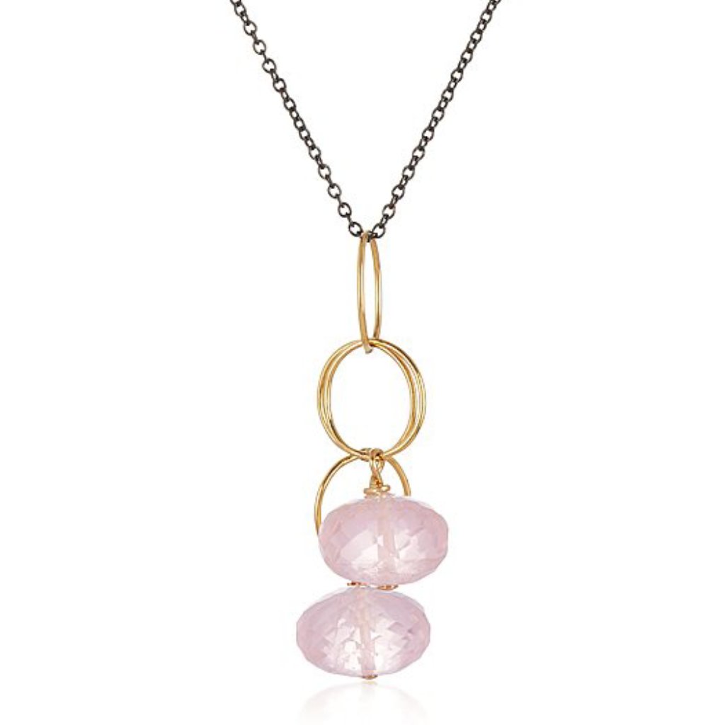 Dew Drop Necklace - rose quartz or Green Amethyst