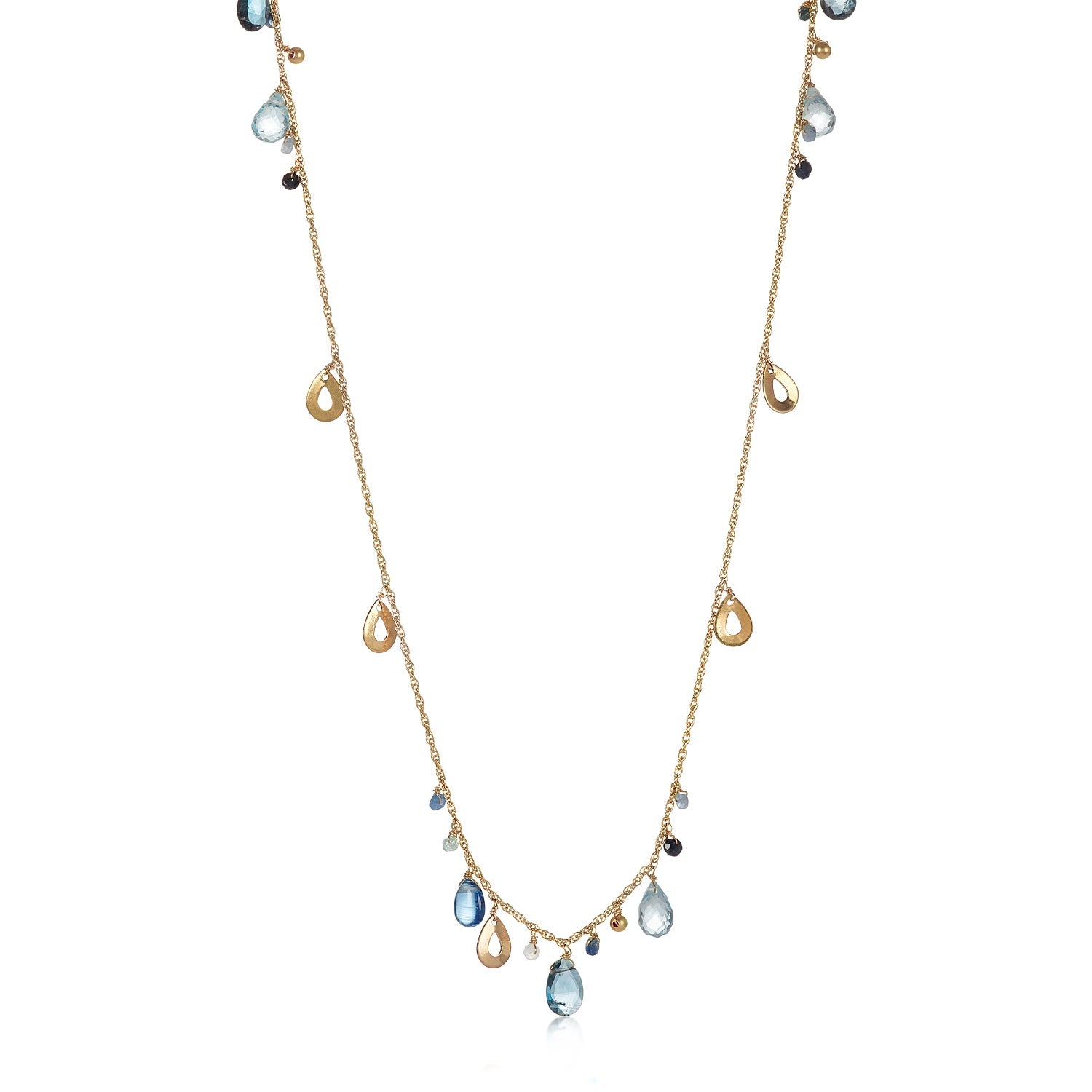 14k Gold Long Mixed Gem Necklace