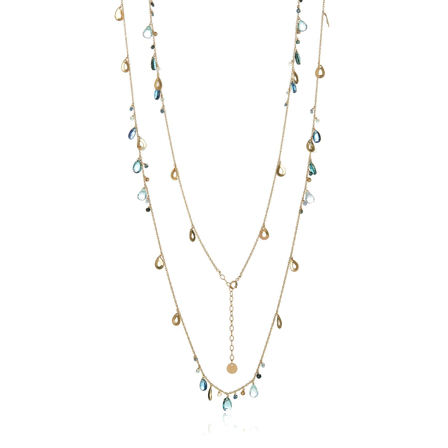 14k Gold Long Mixed Gem Necklace