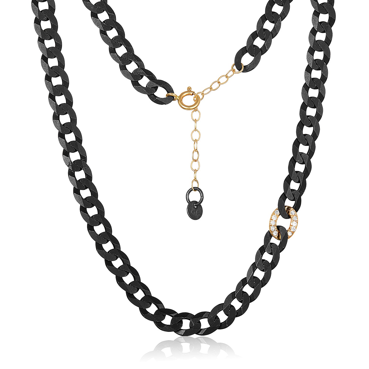 Flat Cable Chain with 14k gold diamond