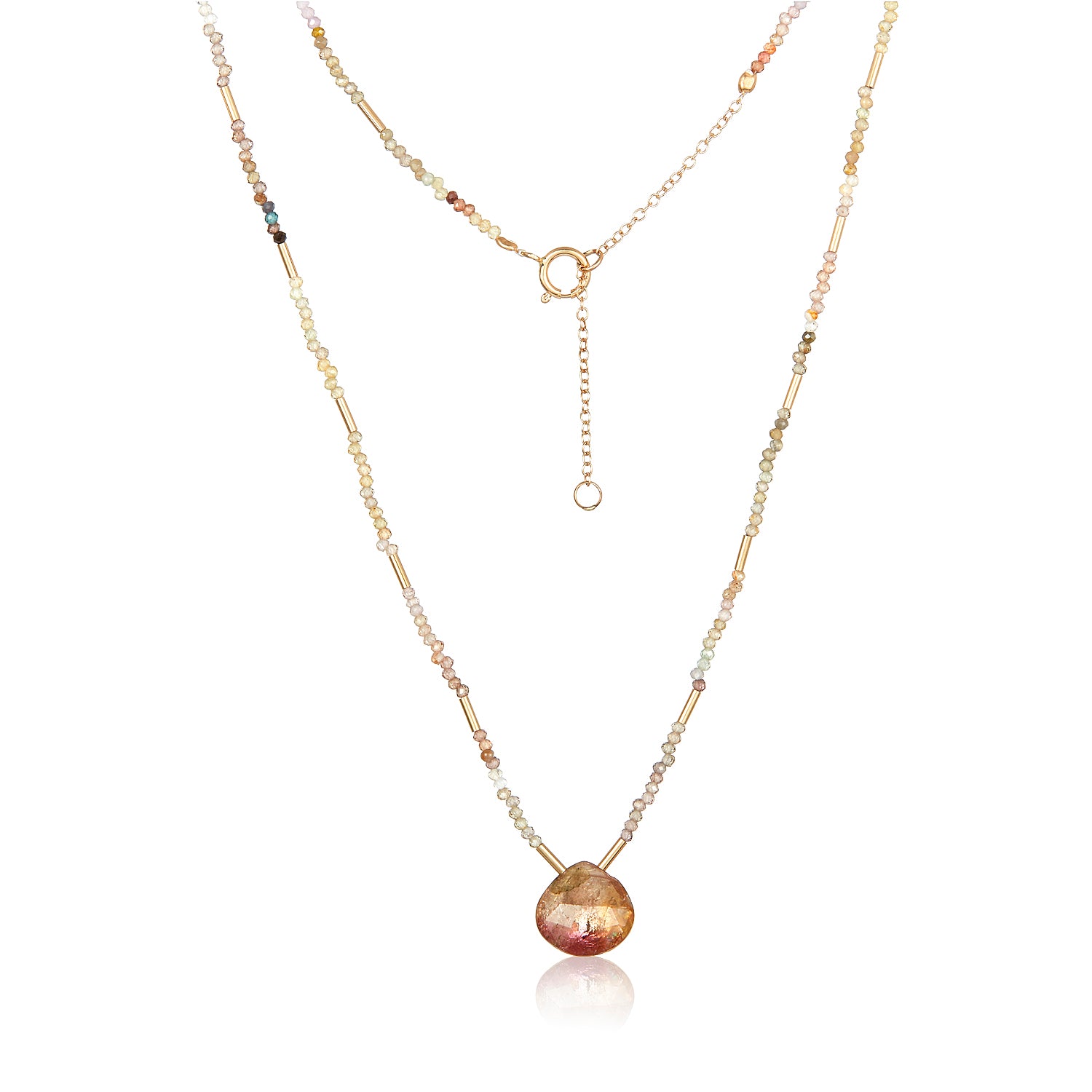 Tourmaline Bead Necklace in 14K Yellow Gold