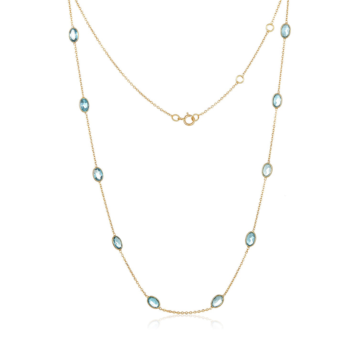 Blue Topaz Section Necklace in 18k