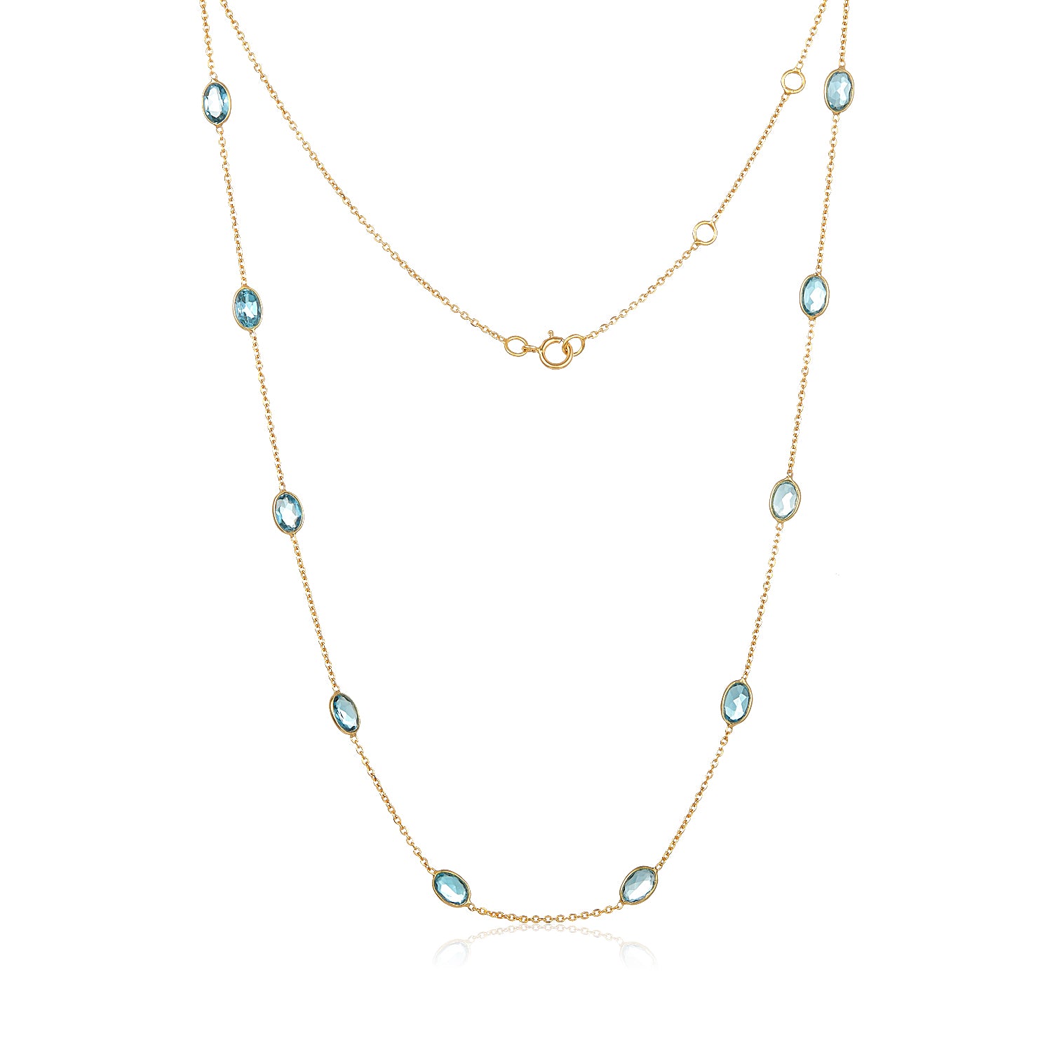 Blue Topaz Section Necklace in 14k