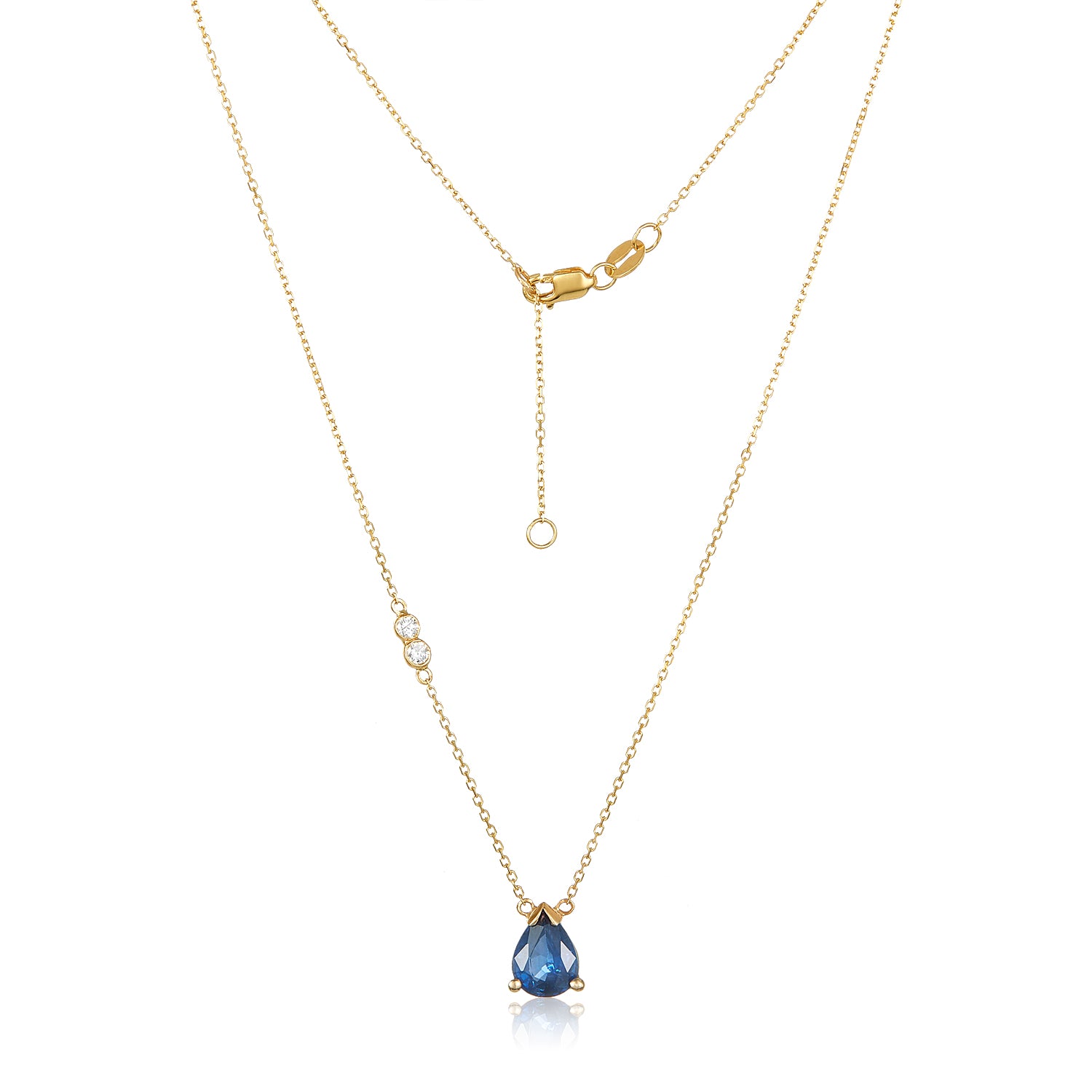 Ceylon Pear-Shaped Sapphire Duo Diamond Necklace