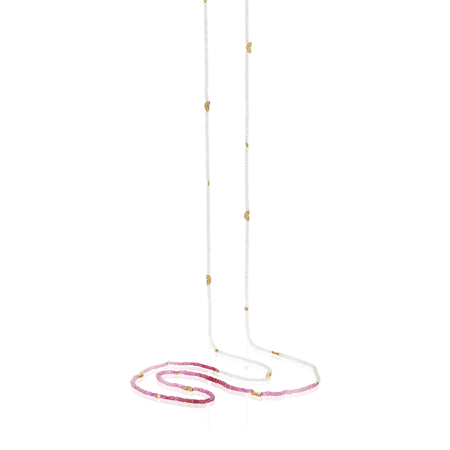 Half Moon Long Strand Necklace - Ruby
