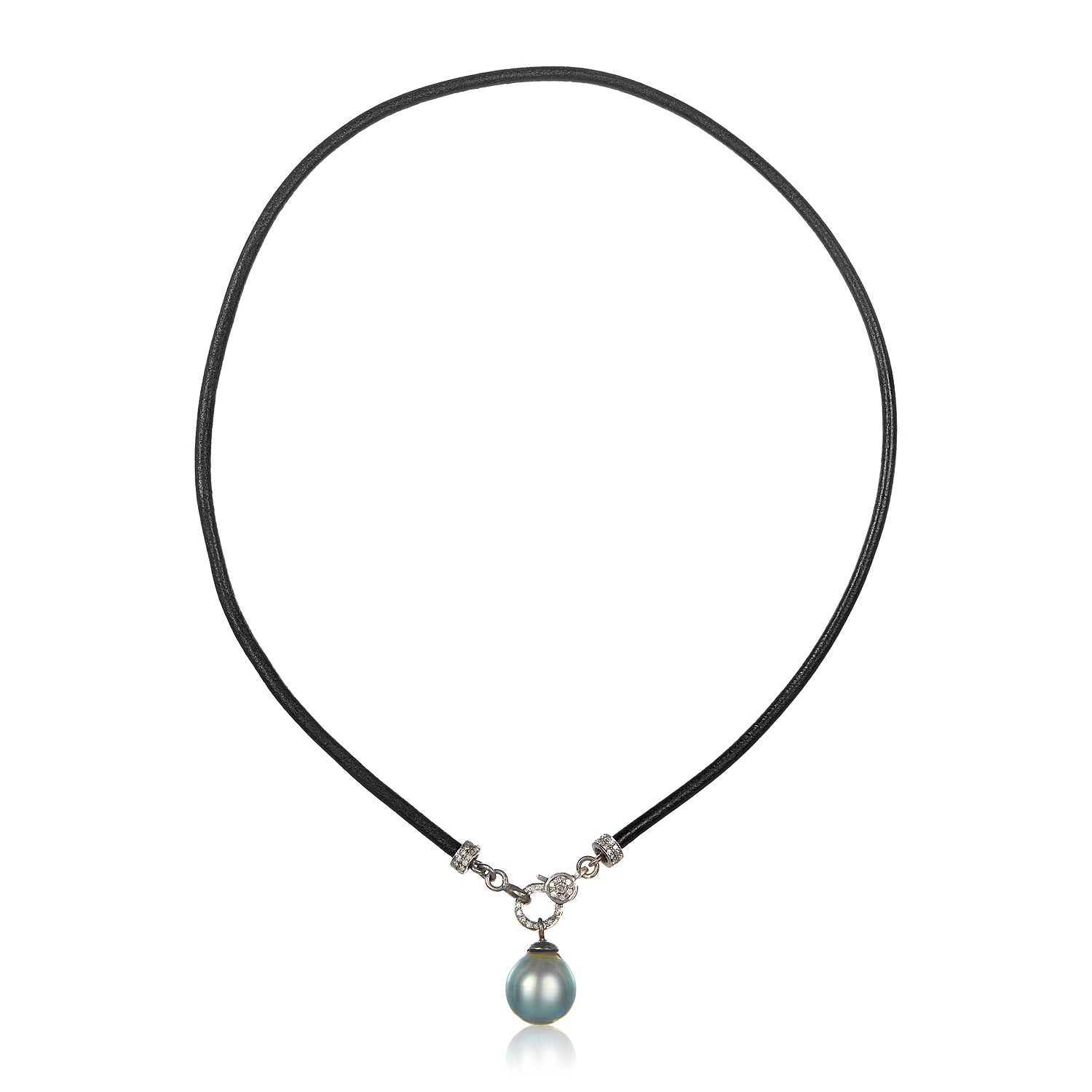 Tahitian Pearl Leather Necklace