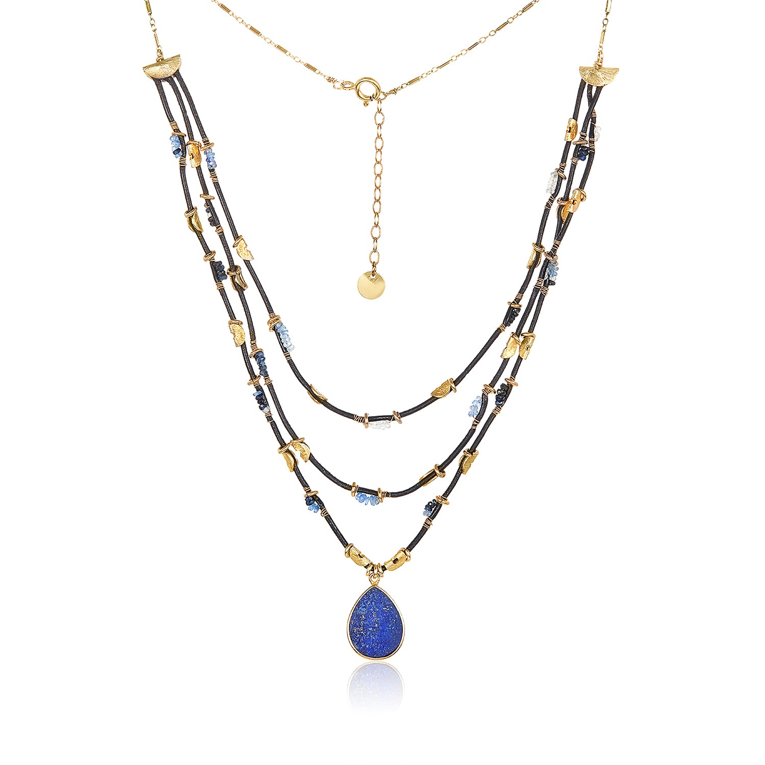 Trio Leather Half Moon Necklace