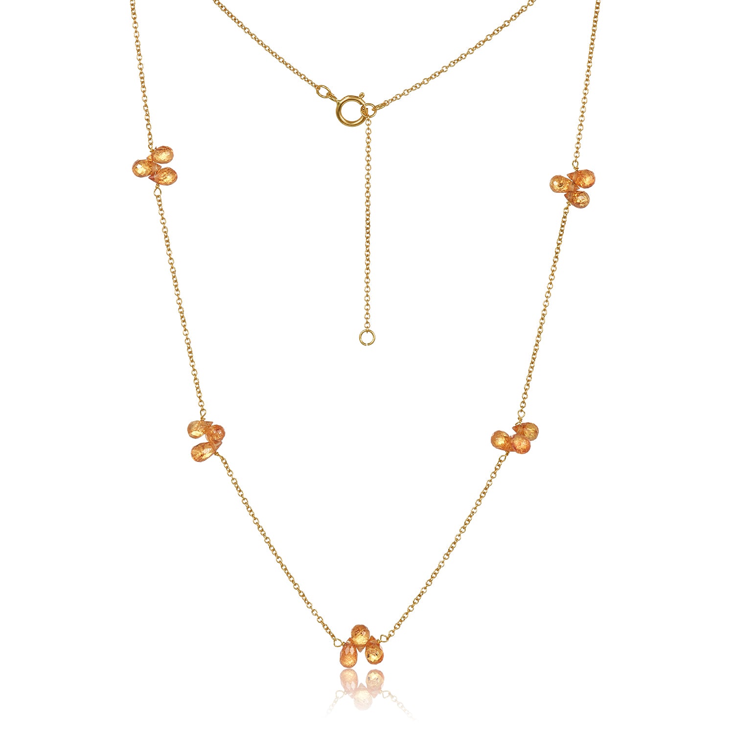Yellow Sapphire In Trio Necklace-14k Gold
