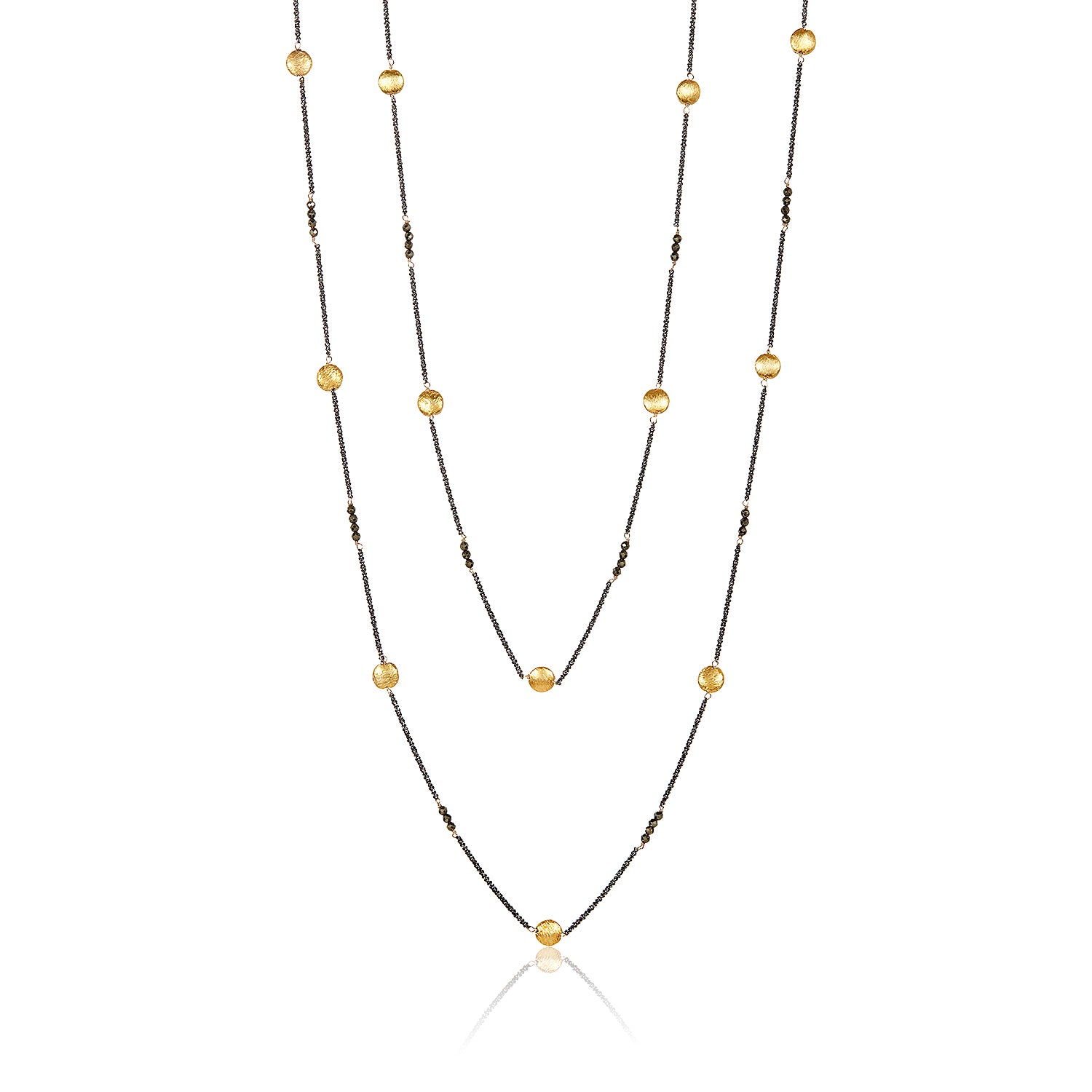 Half Moon Eclipse Necklace (Turquoise or Pyrite) - Long