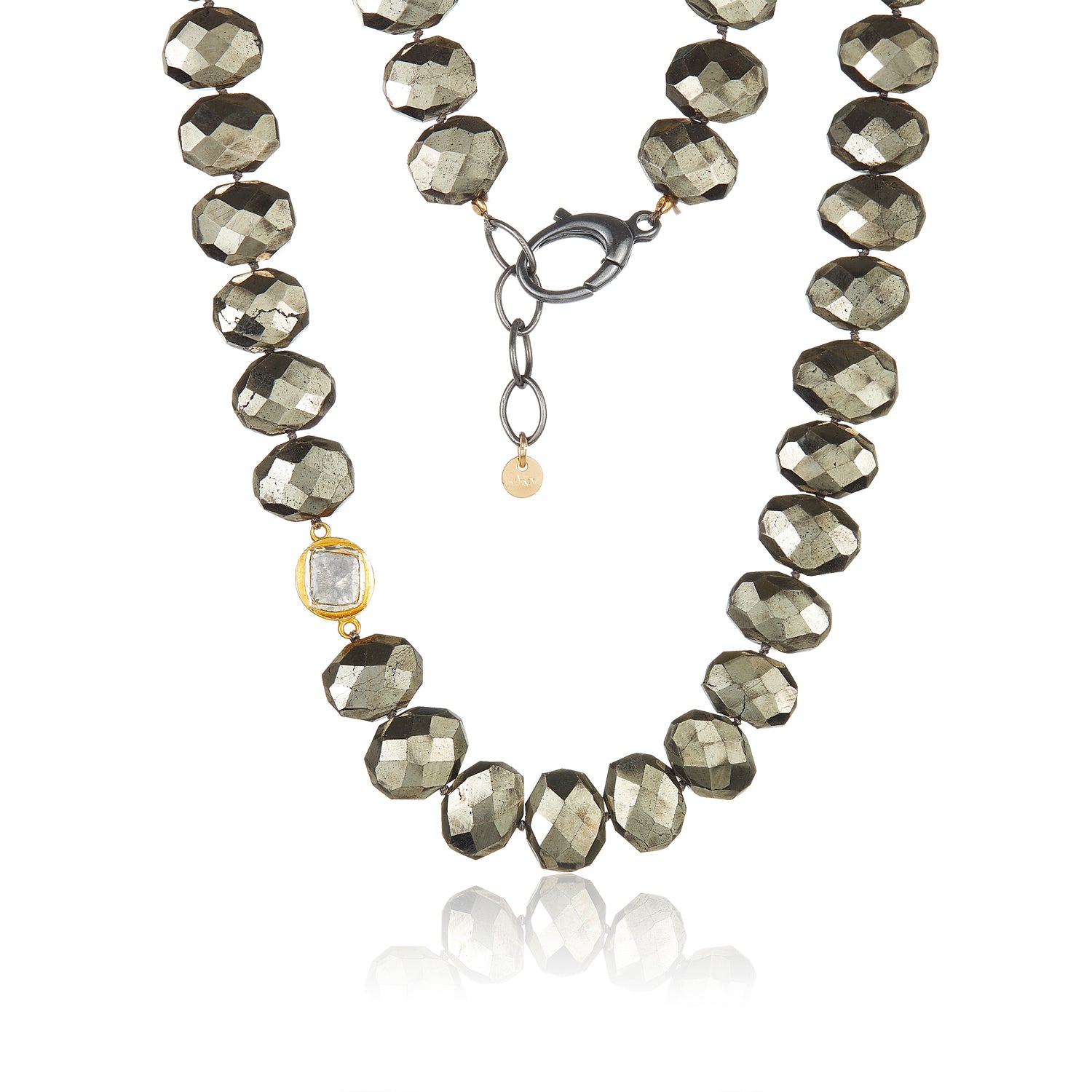 Pyrite Slice Diamond Necklace