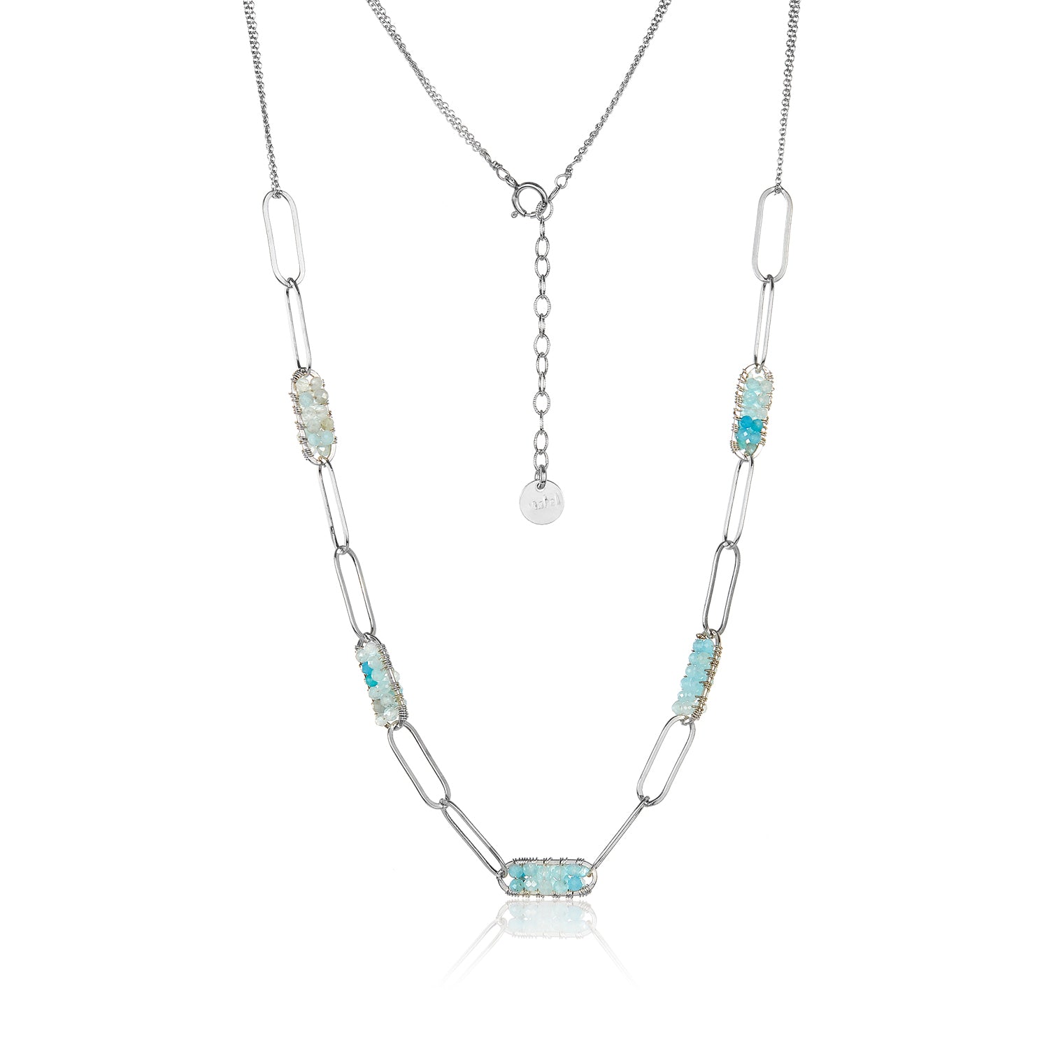 Polina Necklace - Silver Aquamarine