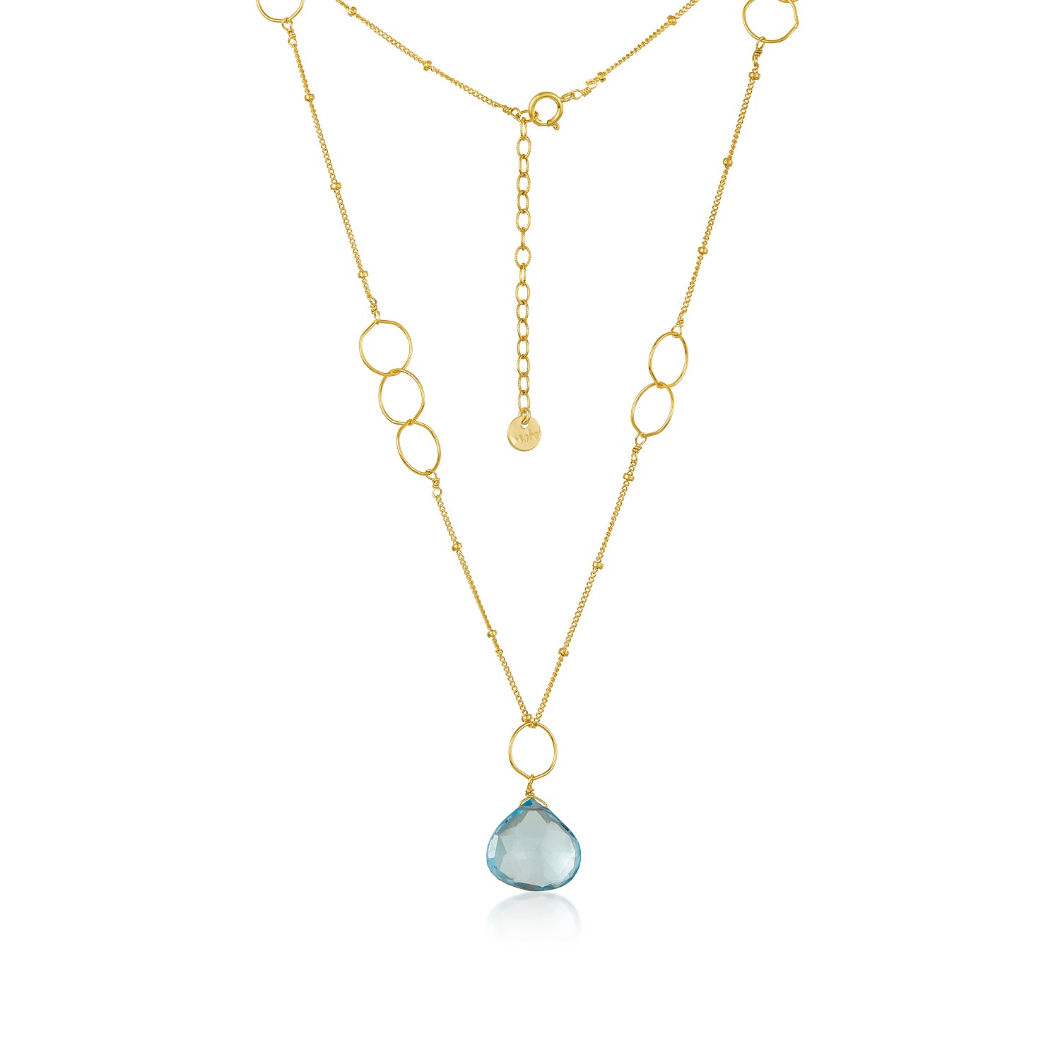 Jennifer Gem Gold Necklace - Blue topaz or Citrine