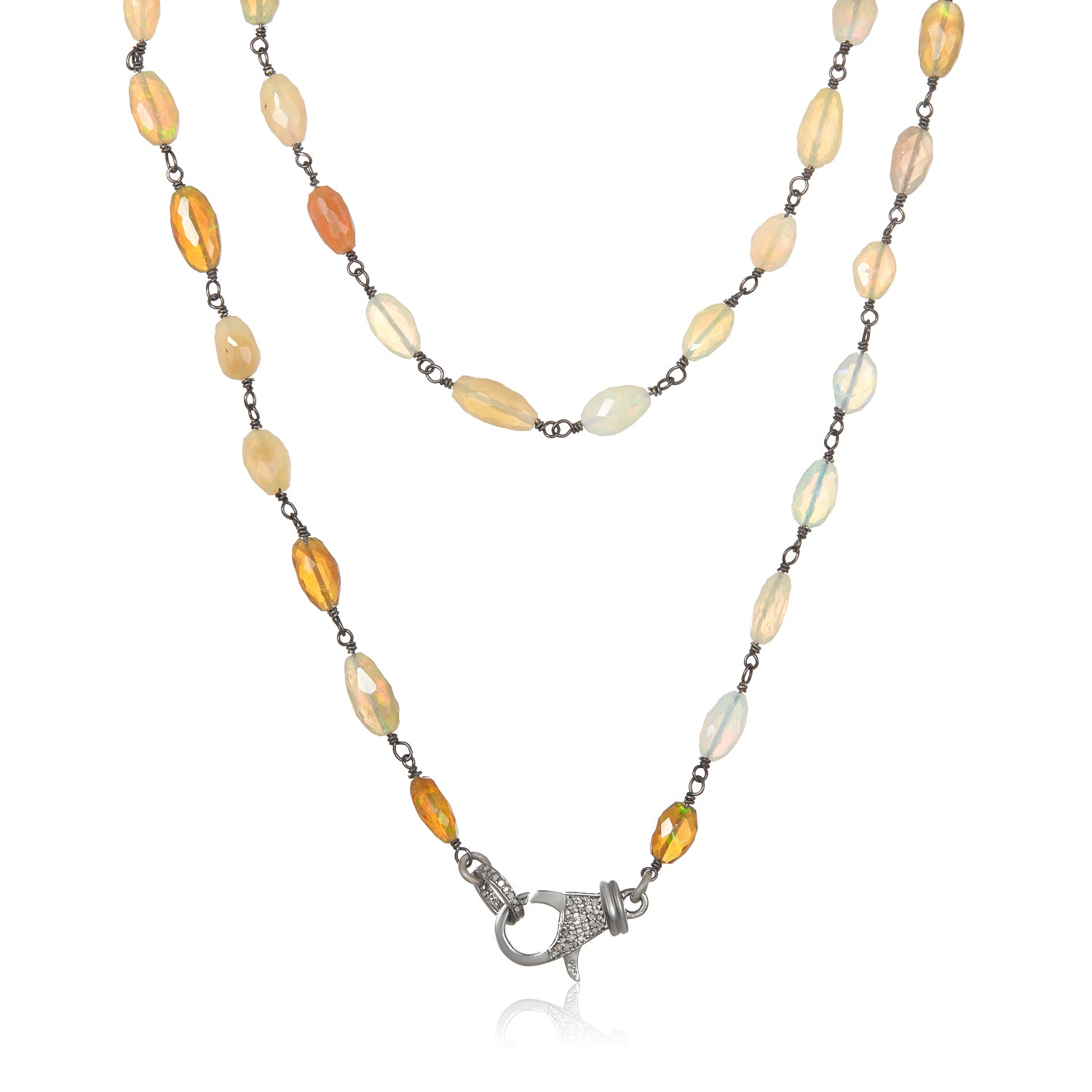 Cassandra Opal Diamond Clasp Necklace