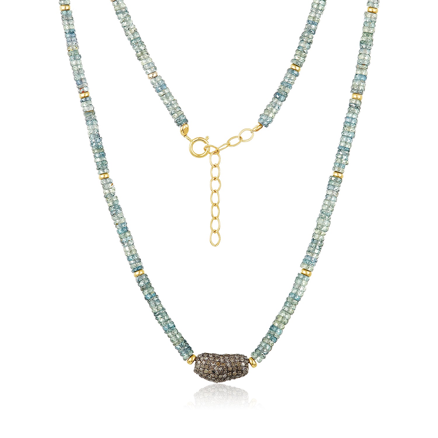 Moss Pavé Bean Diamond Necklace