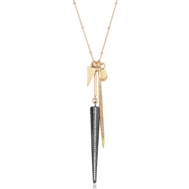 Pave Double Diamond Spike Necklace