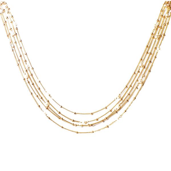 Pearl Mix Malti Chain Necklace（Gold） Pearl Mix Malti Chain Necklace（Gold） Maltese Cross White