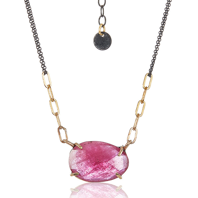 Pink Sapphire Slice Necklace