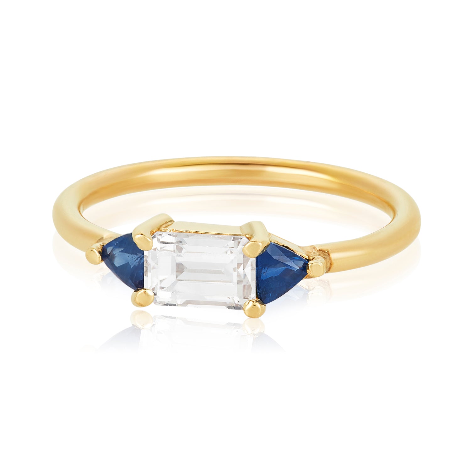 Art Deco Sapphire Lab-Grown Diamond Ring