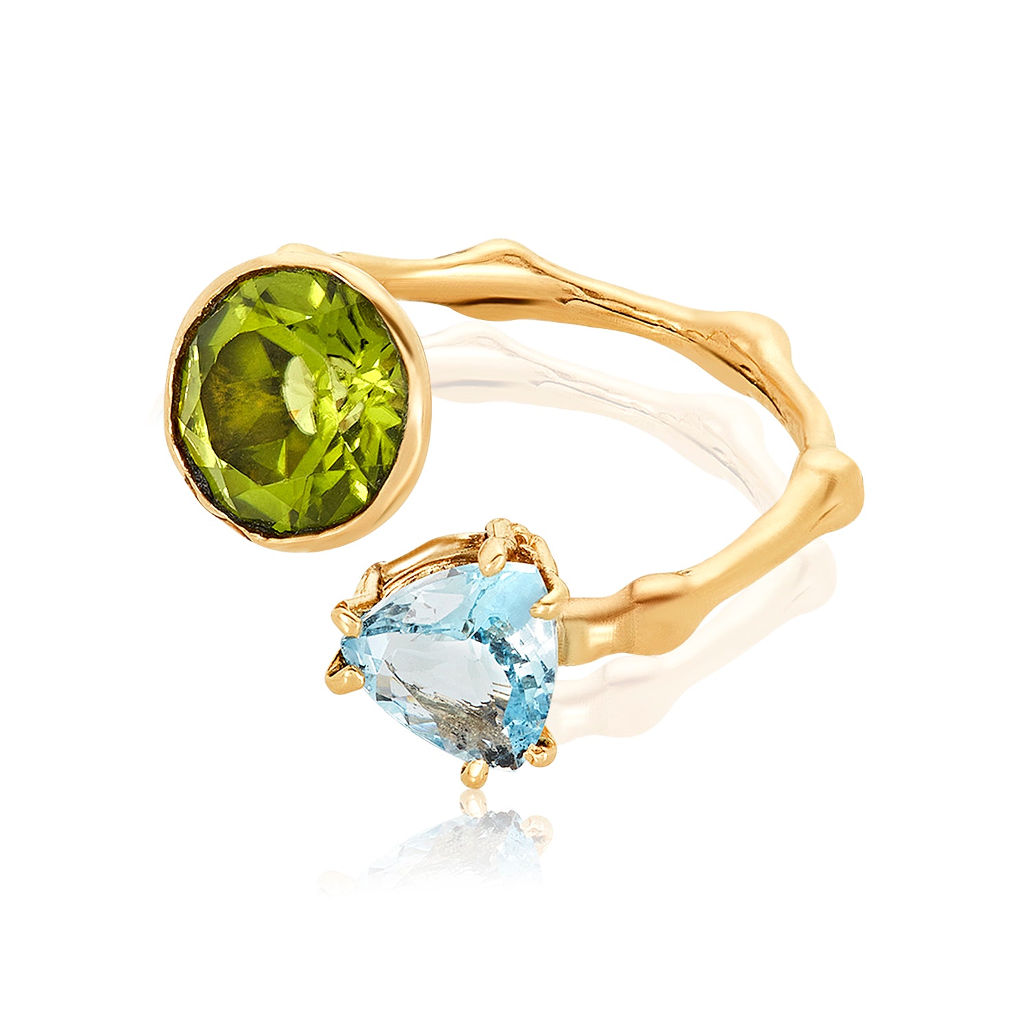 Gemini Ring - Aquamarine & Peridot