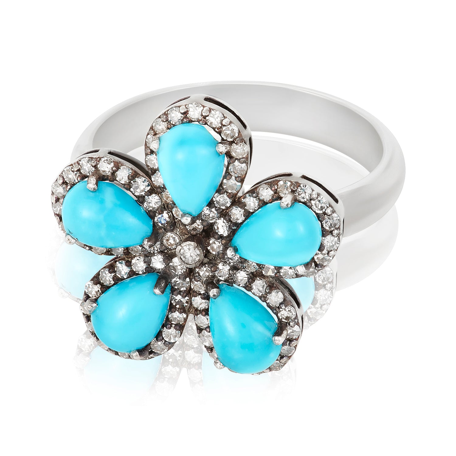 Turquoise Flower Diamond Ring