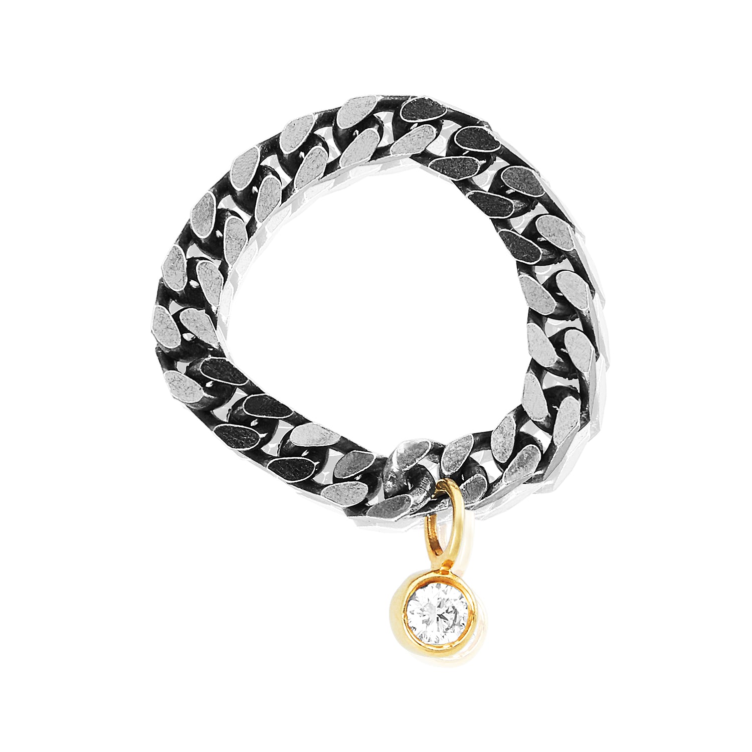 Cable Curb Chain Diamond Ring