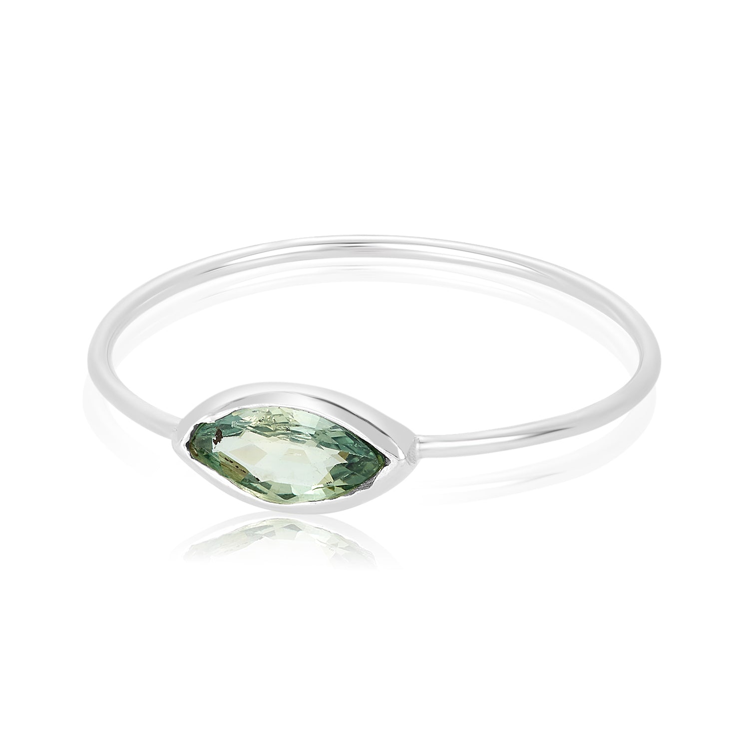 Peekaboo Sapphire Silver Ring -Green