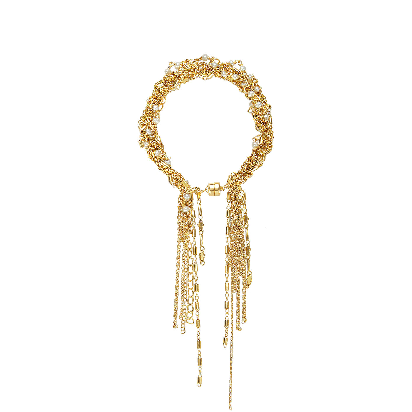 Braided Tassel Bracelet in Pearl