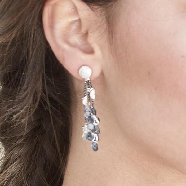 Half Moon Petal Earrings in Silver