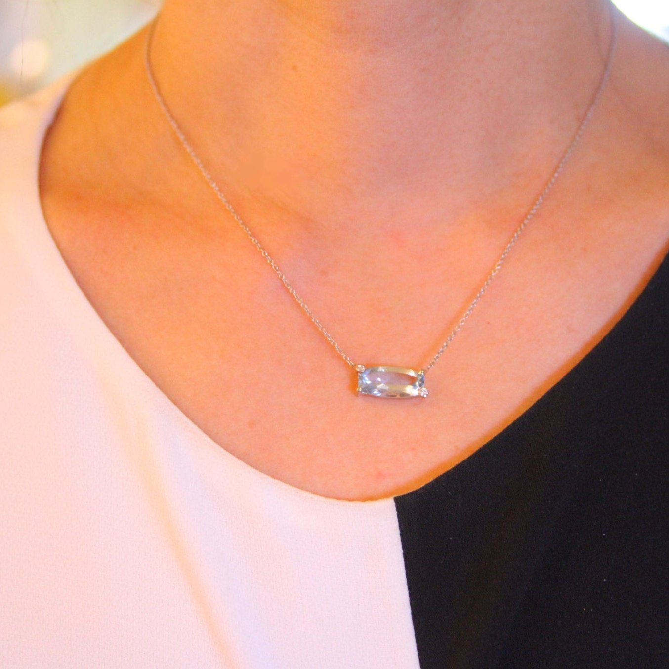 Aquamarine White Gold Necklace