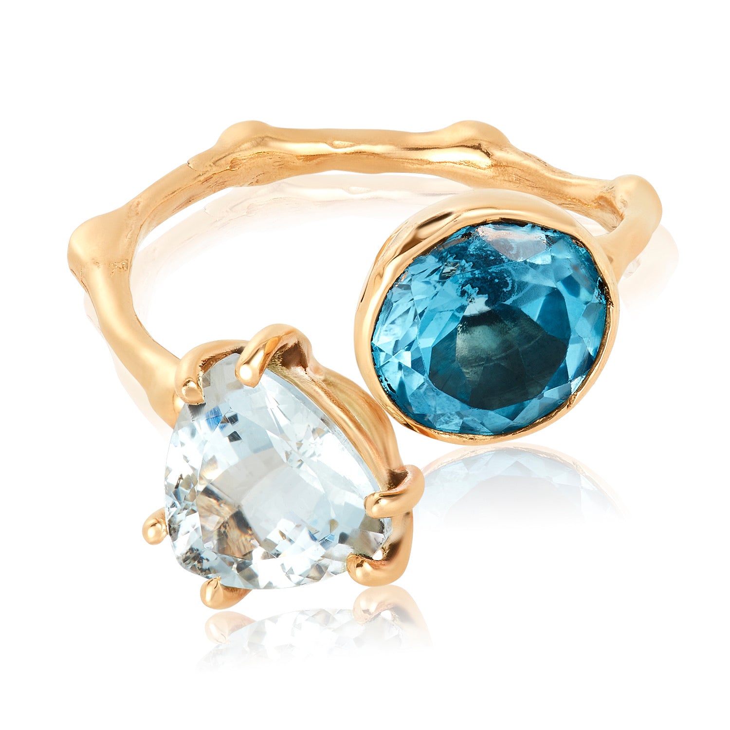 Gemini Bamboo Ring - Aquamarine