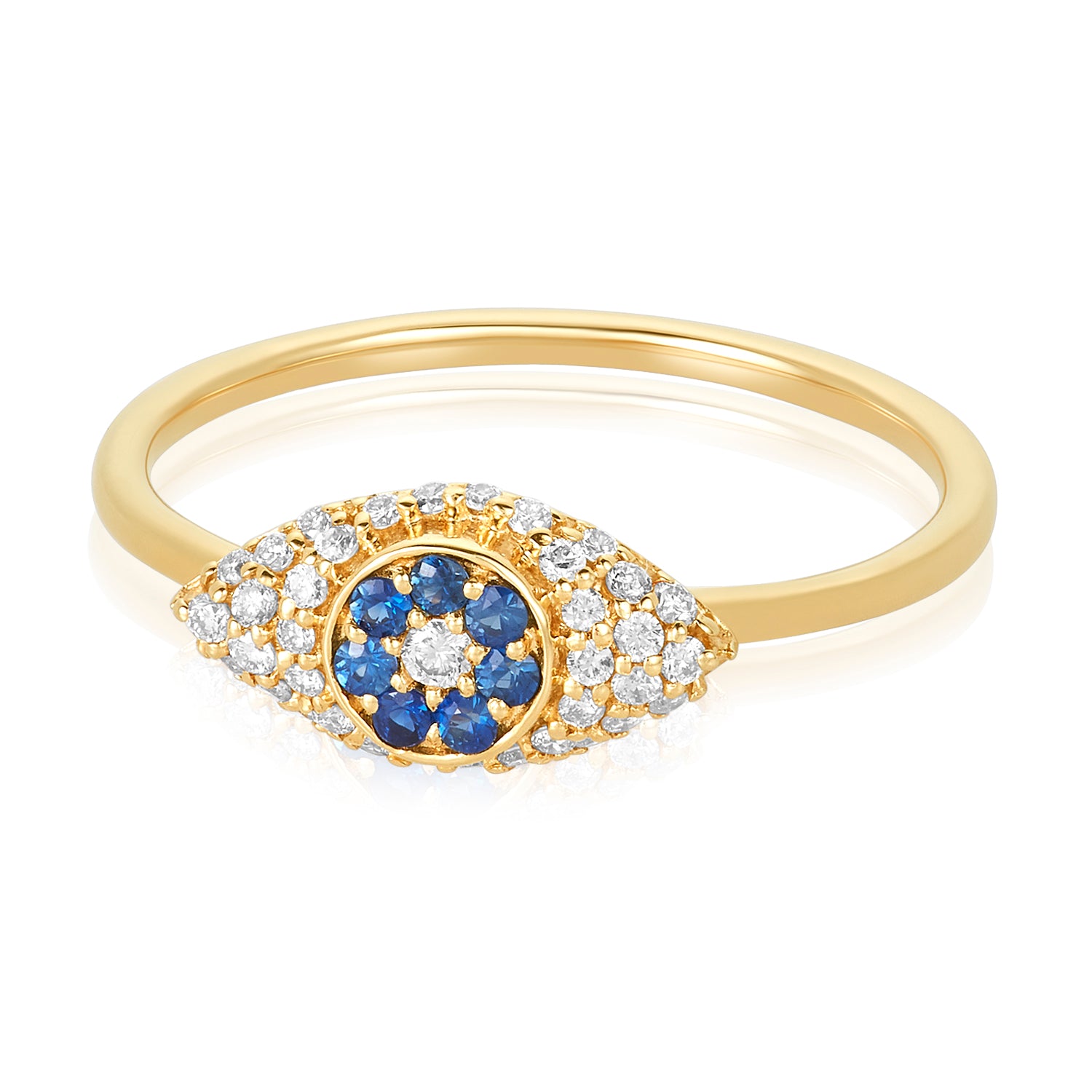 Large Evil Eye Ring 14K