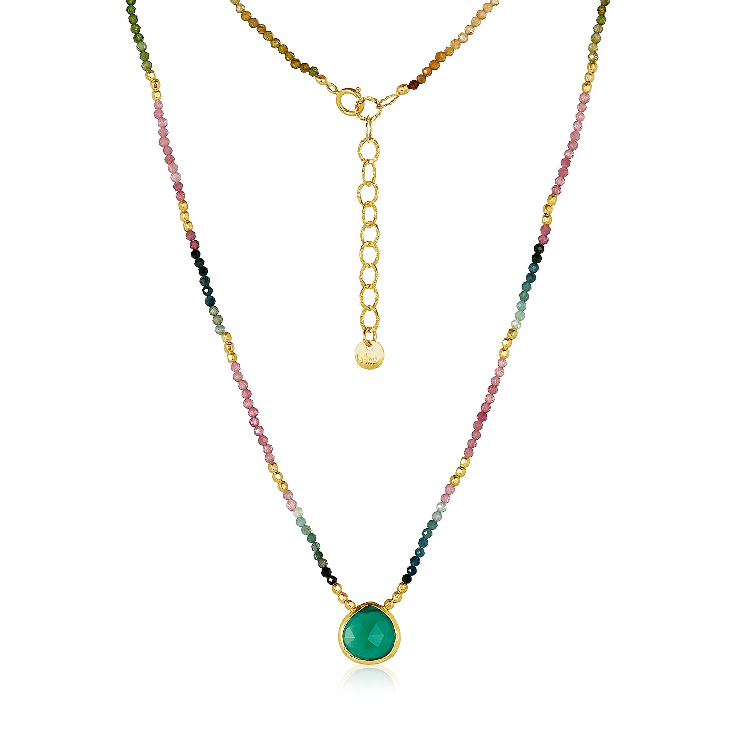 Center Gem Dainty Beads Necklace