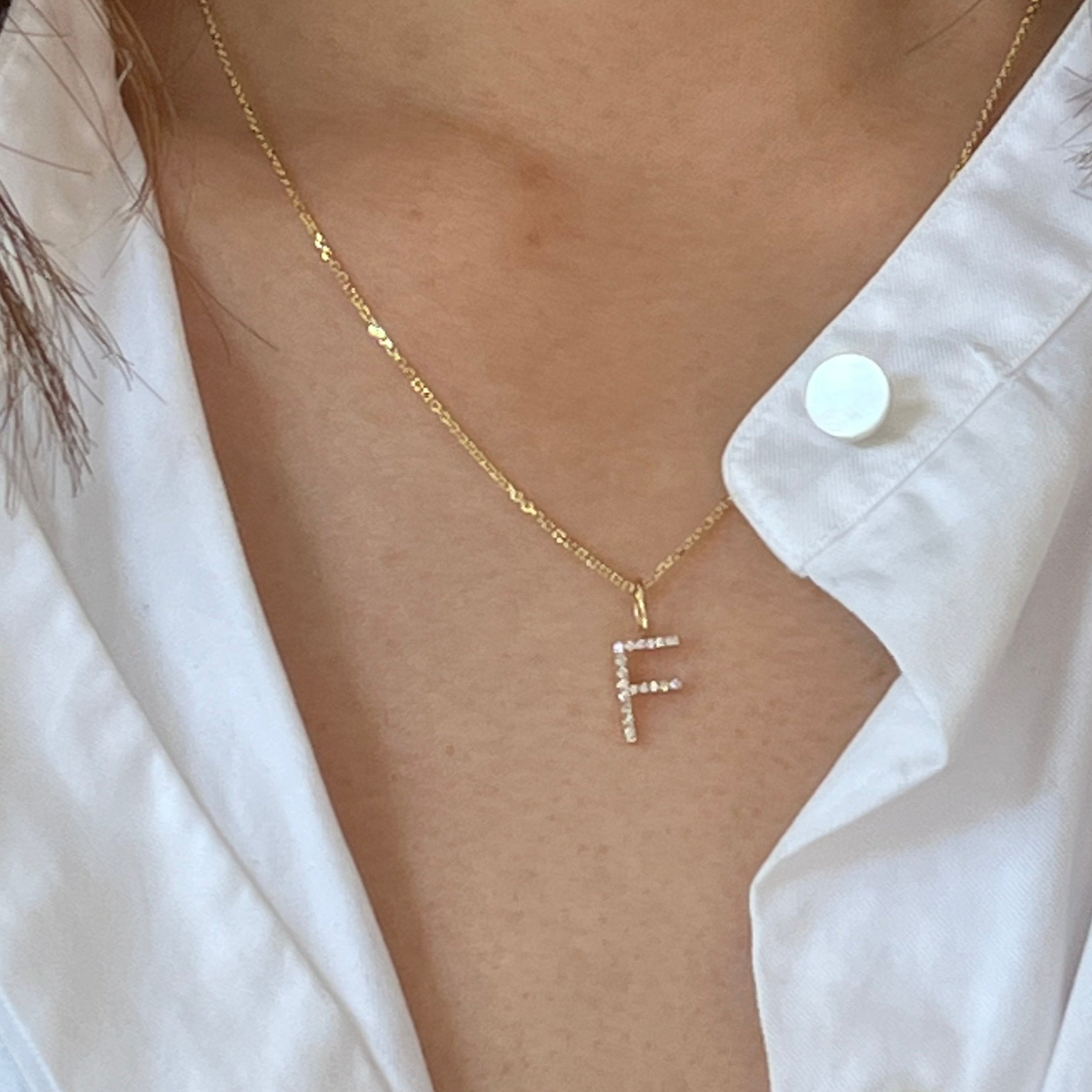 Diamond Initial Necklace in 14k