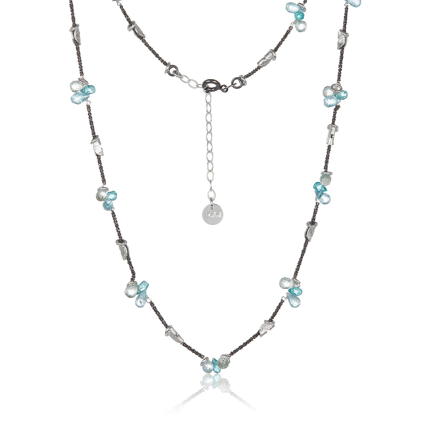 Silver Half Moon Petal Necklace - Short