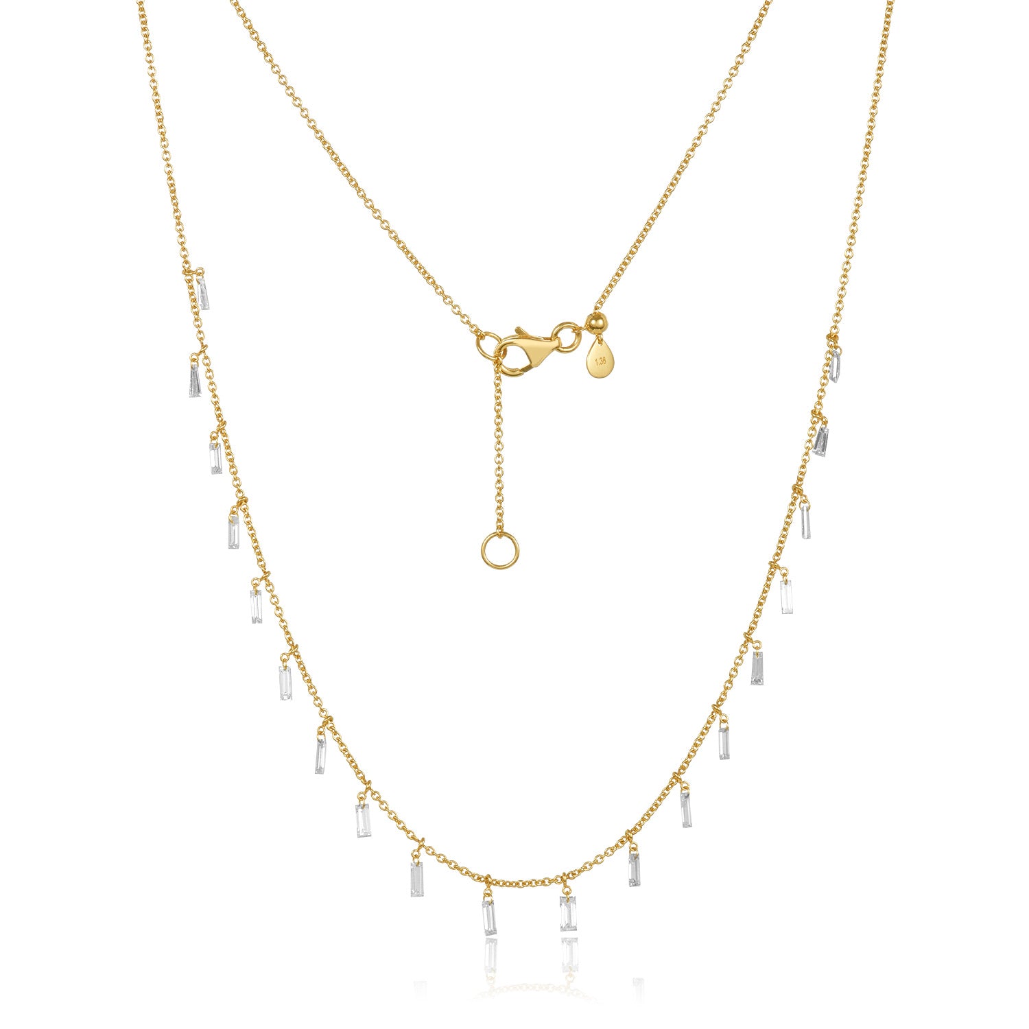 Dangly Baguette Lab Diamond Necklace-14k