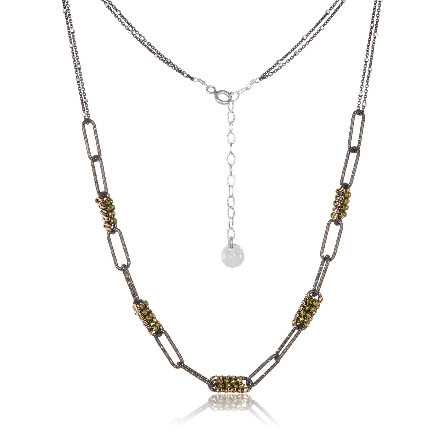 Polina Silver Necklace-Pyrite
