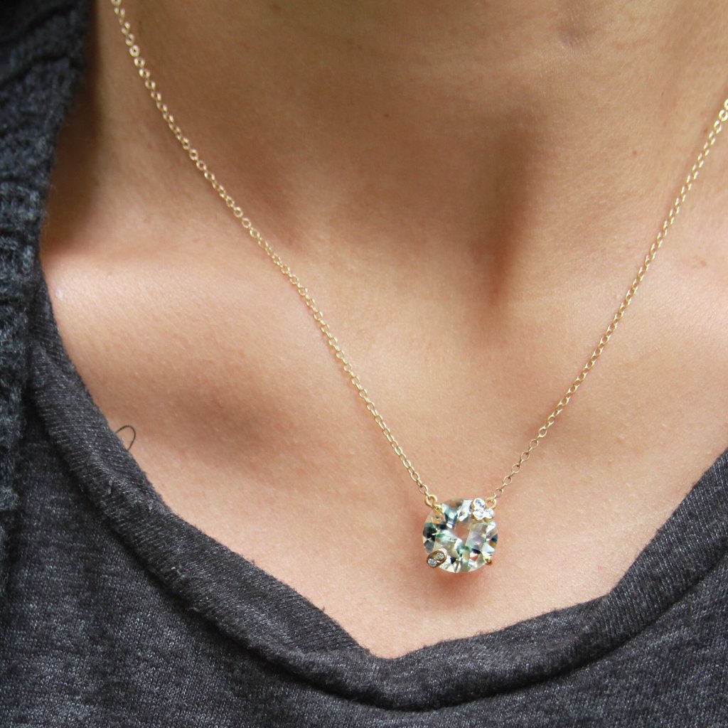Amelie Necklace - White Topaz, Green Amethyst, Citrine