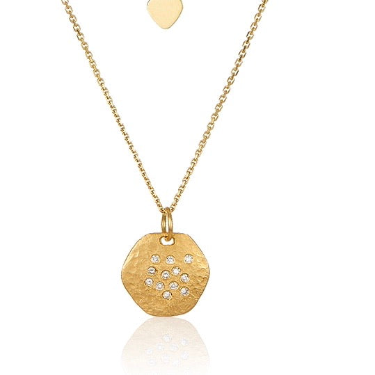 Petite Hexagon Diamond Tag Necklace
