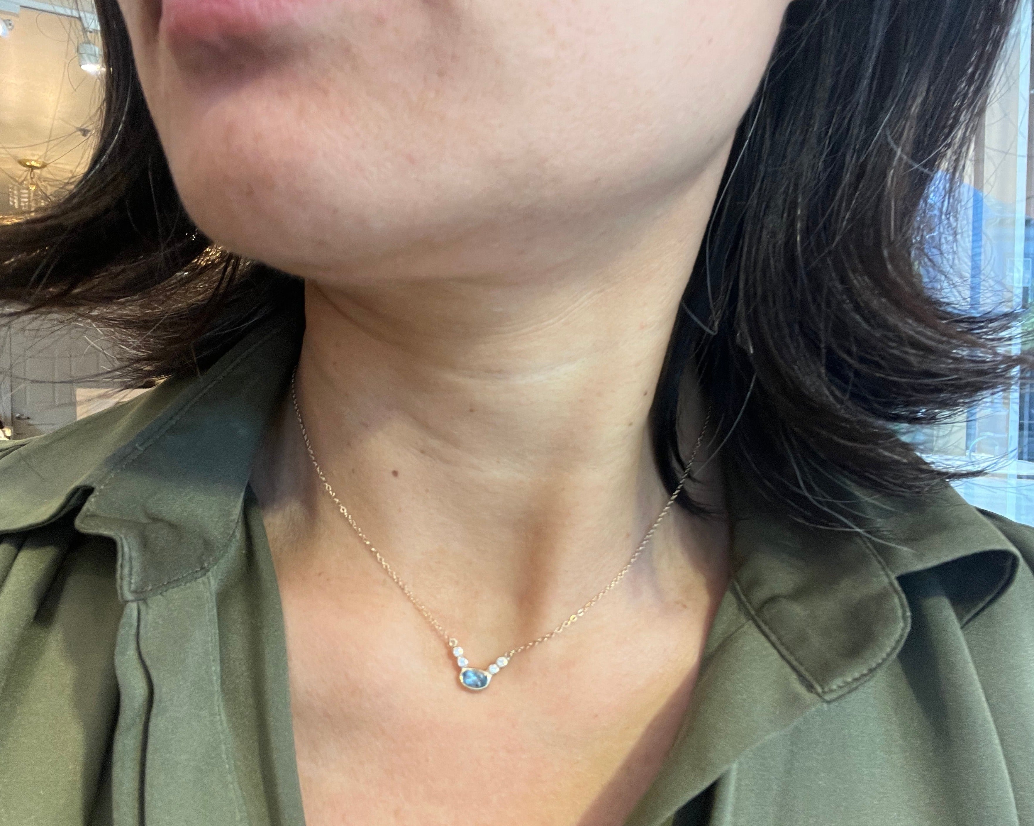 Aqua Diamond Ora Necklace in 14k