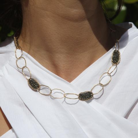 Woven Pyrite Necklace - Short
