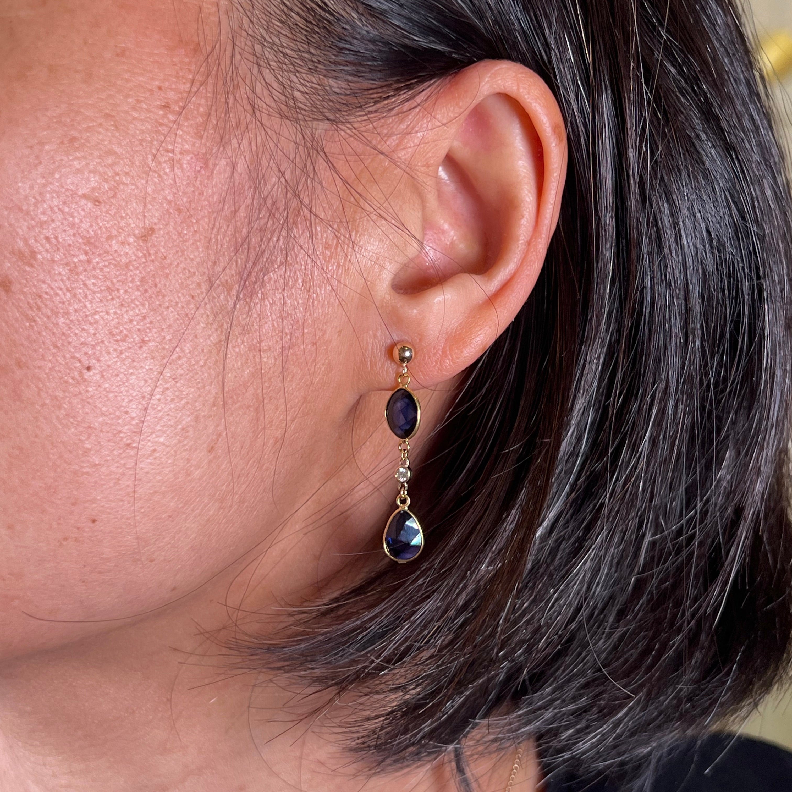 Duo Sapphire Or Aqua Diamond Earrings