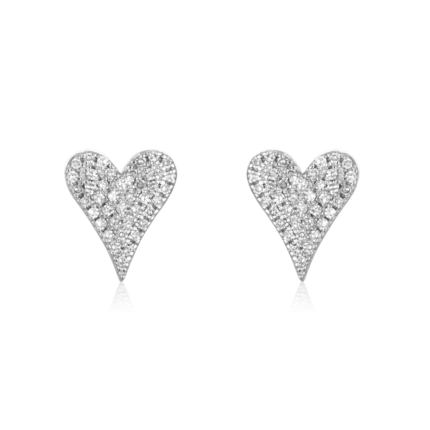 Pave Diamond Heart Studs