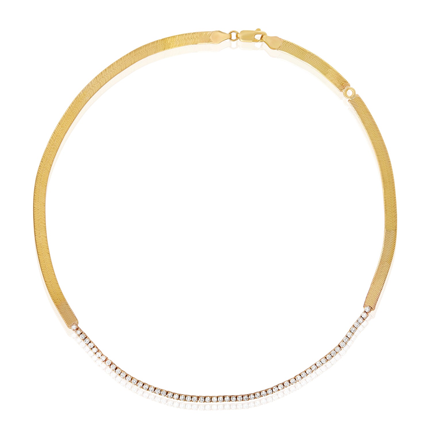 Half Tennis Natural Diamond Necklace in 14k